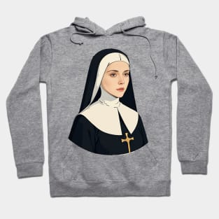 Illustration of a Modern Nun Hoodie